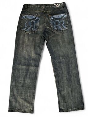 Vintage Roman Royalty‎ Y2K Baggy Embroidered Jeans 36x32